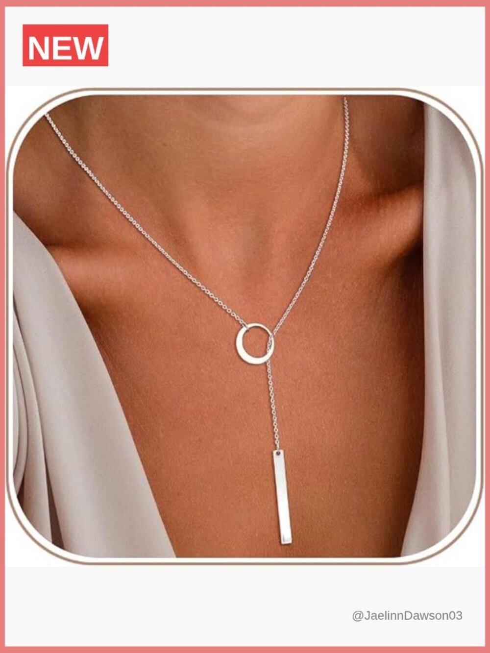 Dainty Layered Y-Shaped Lariat Necklace 14k Gold Plated Long Drop Chain